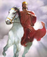 The Return of Christ, riding on the clouds